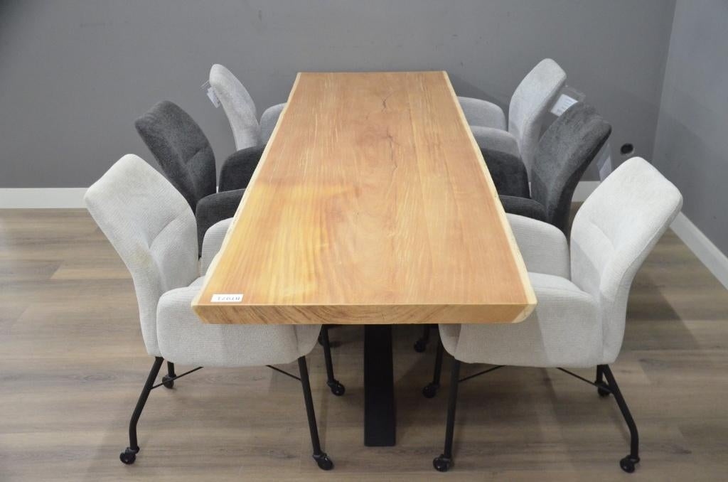 Mahonie boomstamtafel 256 cm - BT971, Overige houtsoorten, Verzenden, 50 tot 100 cm, Vijf personen of meer