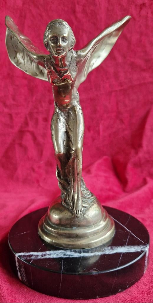 Rolls Royce Spirit of Ecstasy beeldje,brons/verzilverd., Ophalen of Verzenden