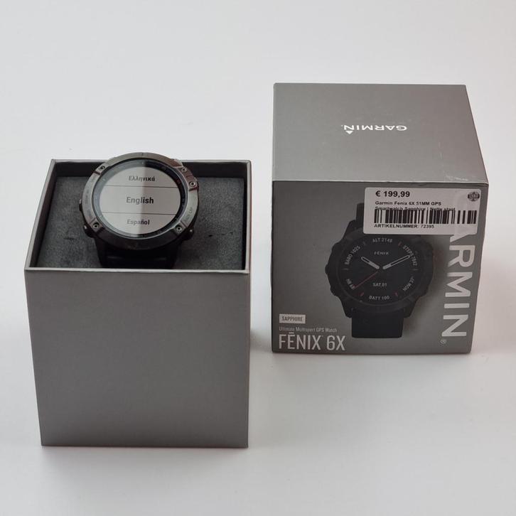 Garmin Fenix 6X 51MM GPS Smartwatch Sapphire | Nette staat, Sieraden, Tassen en Uiterlijk, Smartwatches, Zo goed als nieuw