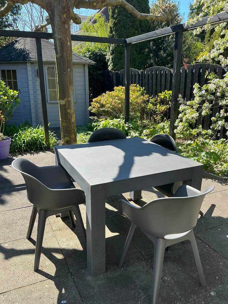 Tuinset, tafel met 4 tuinstoelen grijs, Tuin en Terras, Ophalen, Zo goed als nieuw, Tuinset, Overige materialen