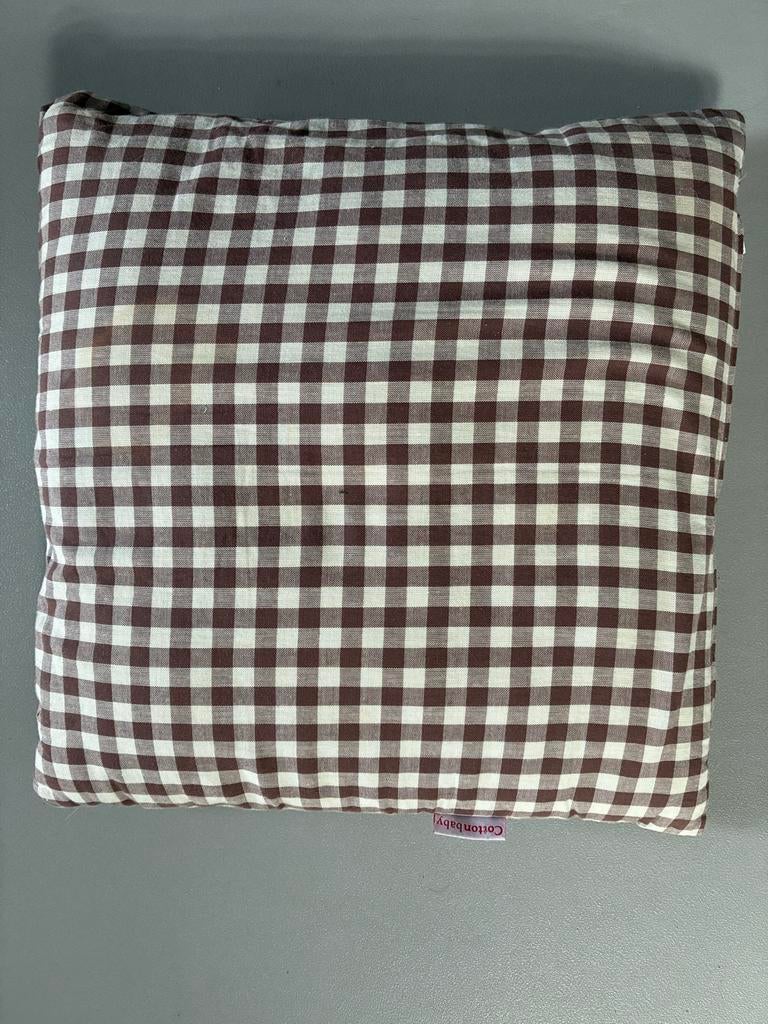 Bruin geruit kussen van Cottonbaby, Ophalen of Verzenden, Gebruikt, Bruin, Vierkant