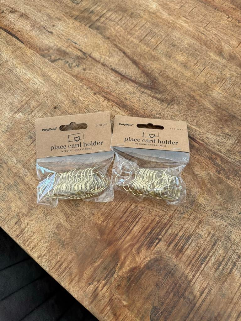 Gouden Kaarthouders - Hartvormig - 20 stuks - Bruiloft Decor, Ophalen of Verzenden, Nieuw, Versiering, Geboorte of Huwelijk