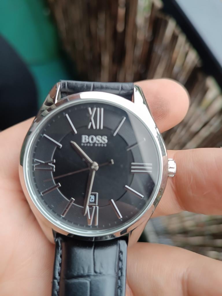 BOSS Hugo Boss horloge met leren band, Ophalen of Verzenden