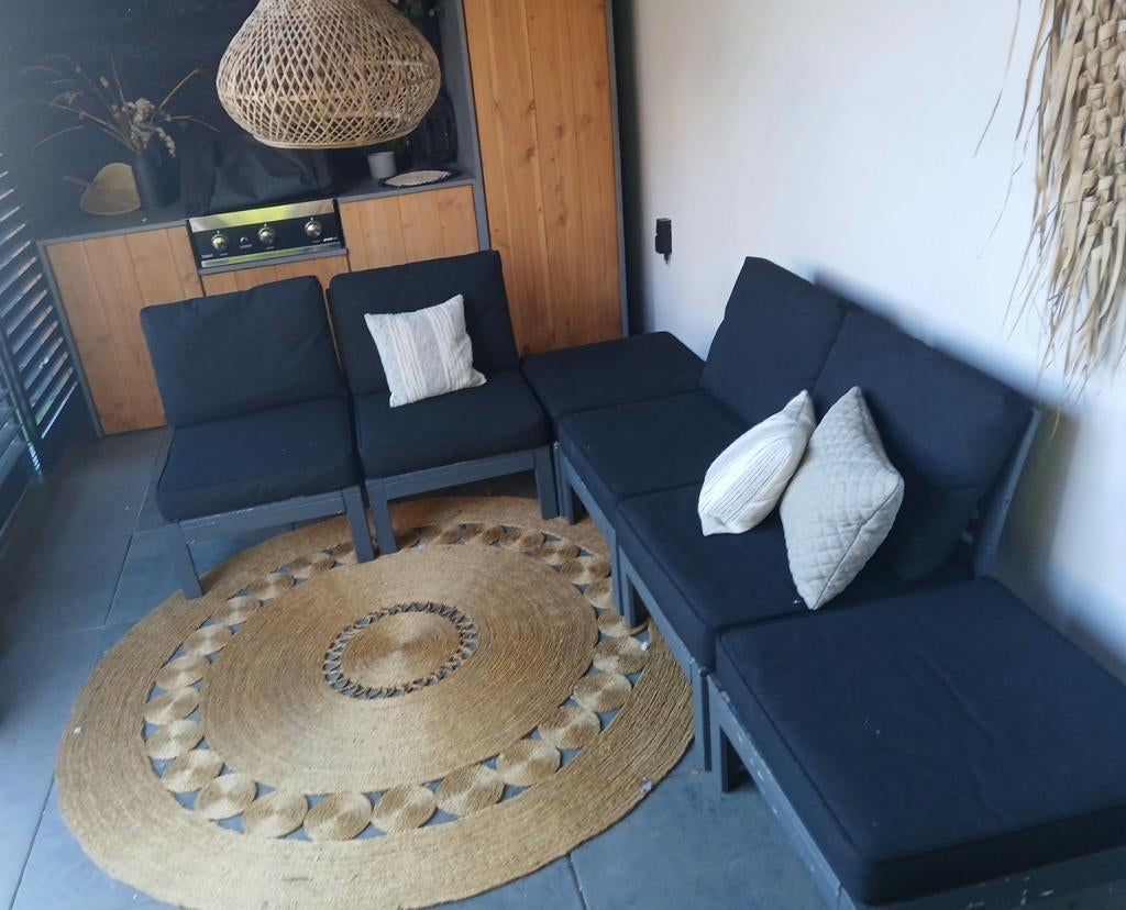 Ikea Applarö/Nämmarö loungeset kussens zwart (10 stuks), Ophalen, Overige materialen, 6 zitplaatsen, Zo goed als nieuw