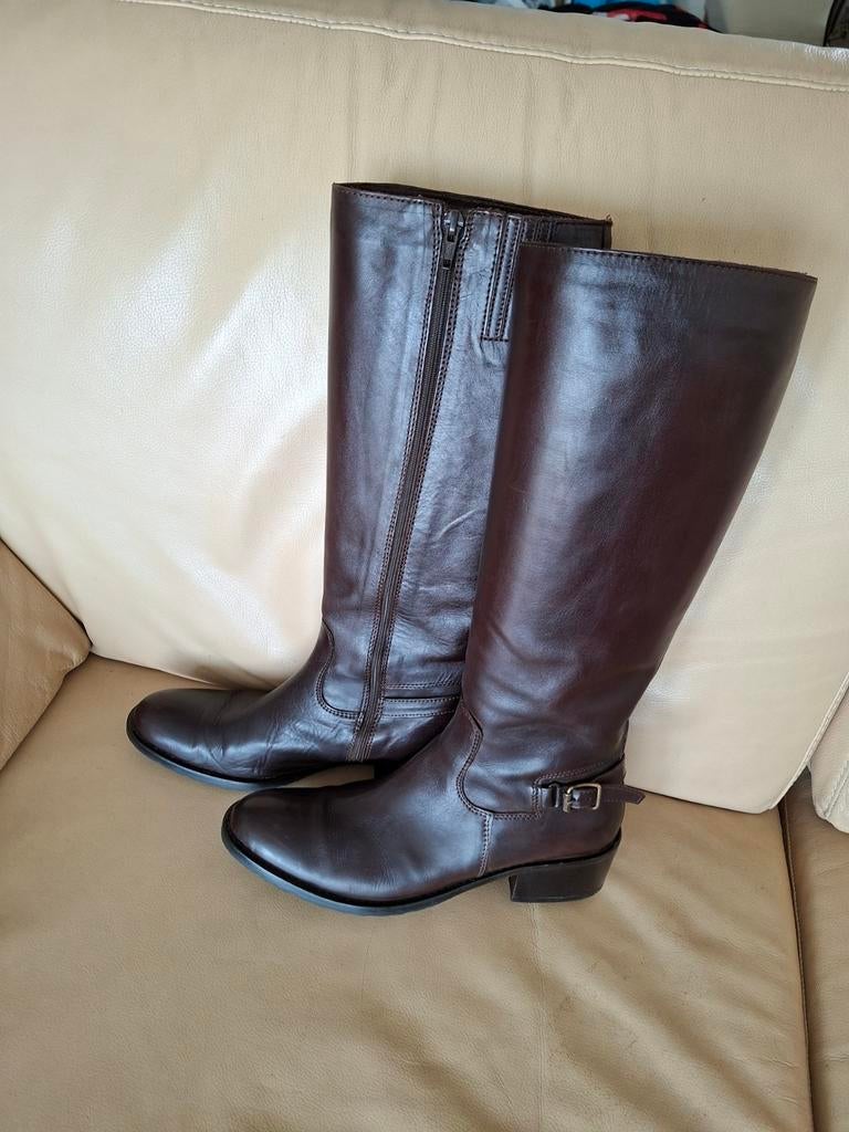 Progetto dameslaarzen bruin leer, handgenaaid, maat 39, Kleding | Dames, Schoenen, Hoge laarzen, Bruin, Ophalen of Verzenden, Zo goed als nieuw