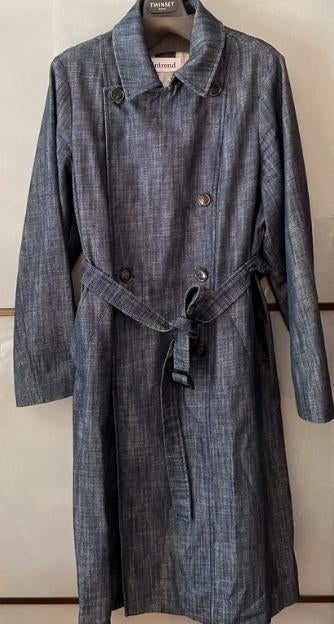 Marina RInaldi Denim trenchcoat 44/46, Ophalen of Verzenden, Nieuw, Maat 42/44 (L), Blauw