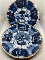 2 antiek delfts pauwenstaart bordjes 18 eeuw, Ophalen of Verzenden