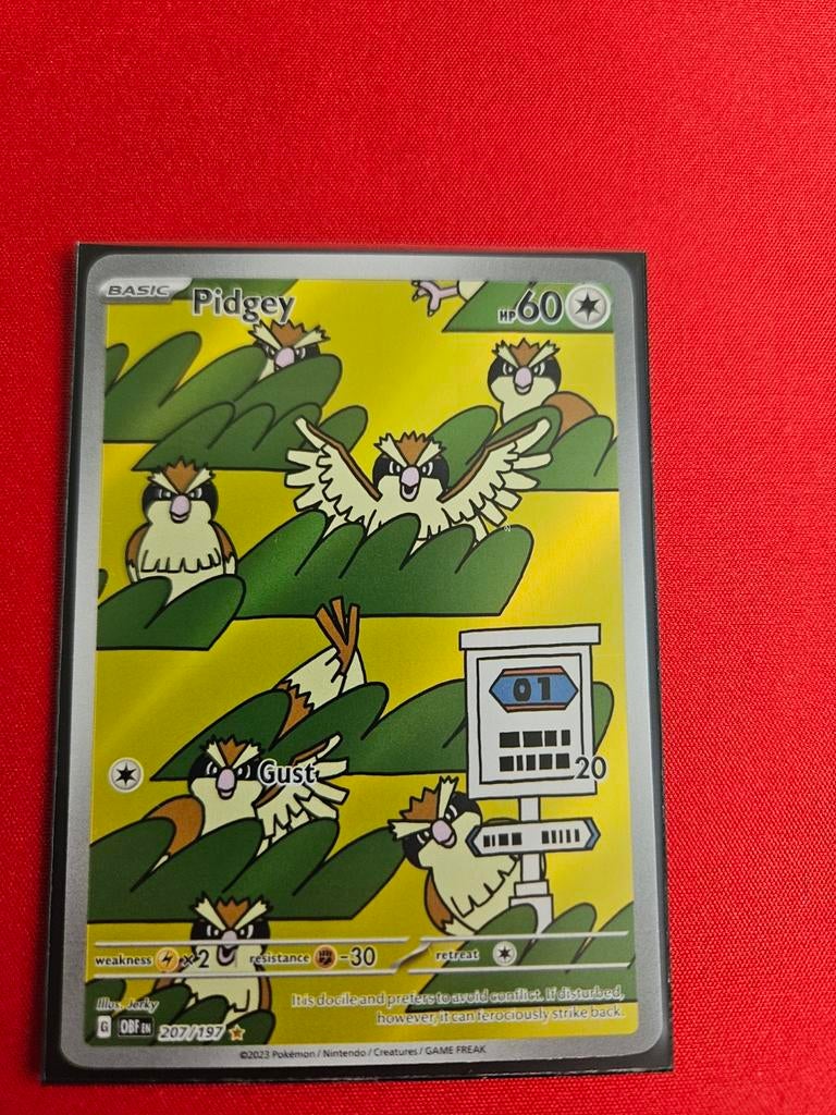 Pidgey Pokémon Kaart - 207/197 GOBF, Ophalen of Verzenden, Zo goed als nieuw, Losse kaart
