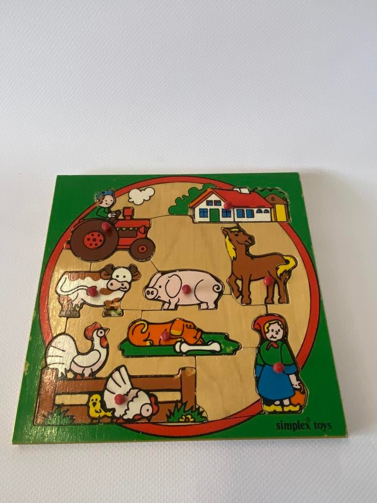 Simplex puzzel van hout, thema boerderij, Ophalen of Verzenden, 10 tot 50 stukjes, Gebruikt, Van hout