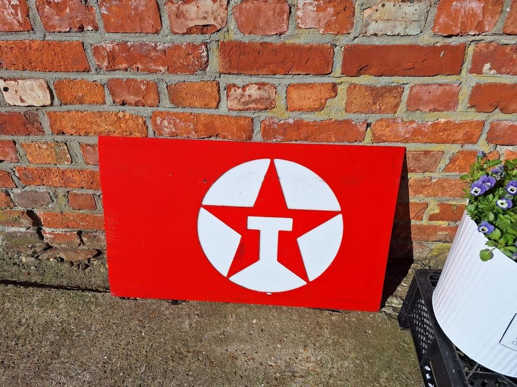 Rood Texaco bord met wit logo, Ophalen of Verzenden