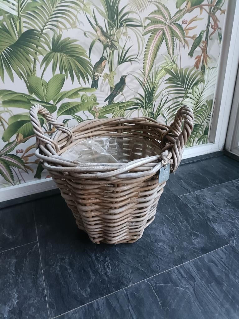 Planten mand, Huis en Inrichting, Woonaccessoires | Schalen en Manden, Ophalen, Rond, Riet