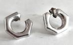Vintage zilveren oorbellen met uniek geometrisch ontwerp 925, Ophalen, Zo goed als nieuw, Zilver, Zilver