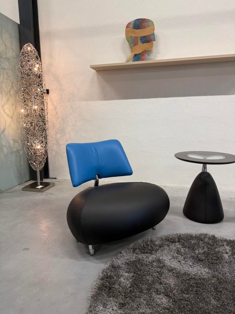 Nieuw Leolux Pallone Fauteuil Zwart blauw leer Design stoel, Leolux, Nieuw, Ophalen of Verzenden, Harvink Jori Rolf Benz Design on Stock Eyye Montis Gelderland