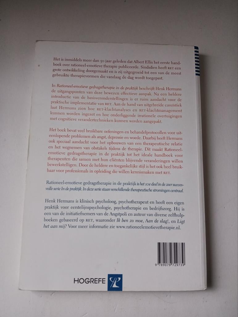 Rationeel-emotieve gedragstherapie in praktijk  Henk Hermans, Ophalen of Verzenden, Zo goed als nieuw, Henk Hermans