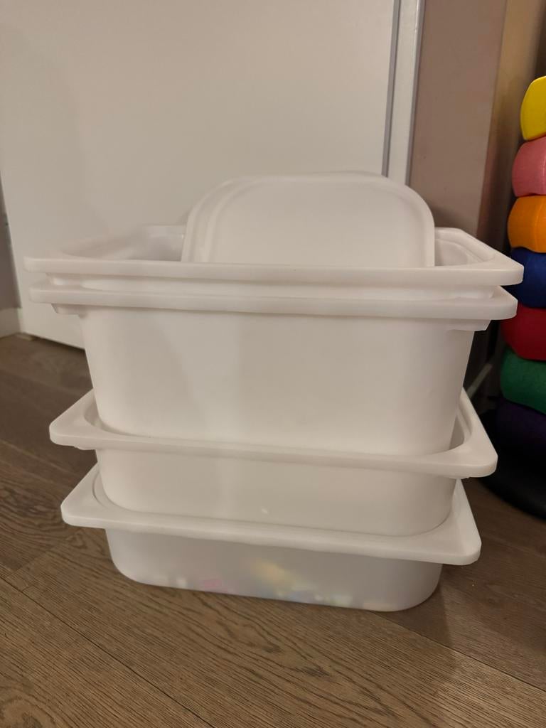 Trofast bakken wit - 2 grote, 2 kleine met deksel, Huis en Inrichting, Kasten | Overige, Ophalen, Gebruikt