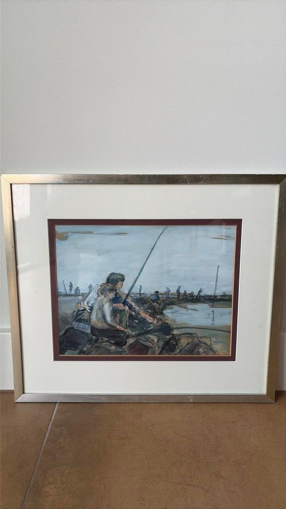 Aquarel Peter Polderman uit 1973 Grevelingen, Ophalen of Verzenden