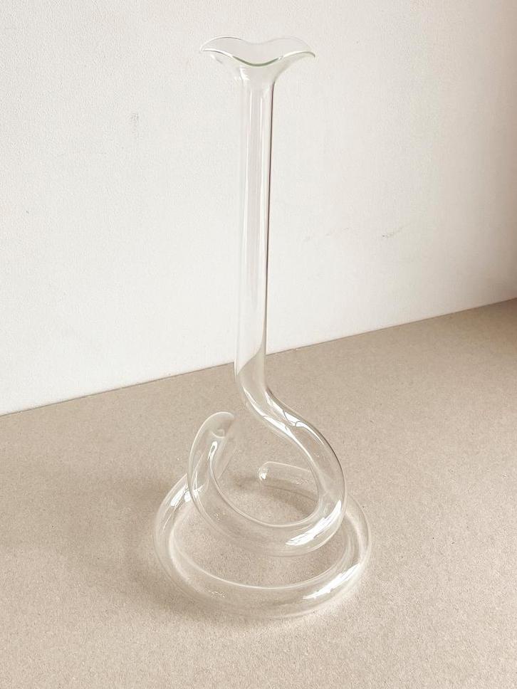 Elegante ranke solifleur, glazen reageerbuis krul vaas, Huis en Inrichting, Woonaccessoires | Vazen, Zo goed als nieuw, Overige kleuren