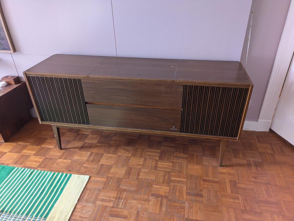 Vintage Mid Century Grundig Radiomeubel Kast, Antiek en Kunst, Antiek | Tv's en Audio, Ophalen