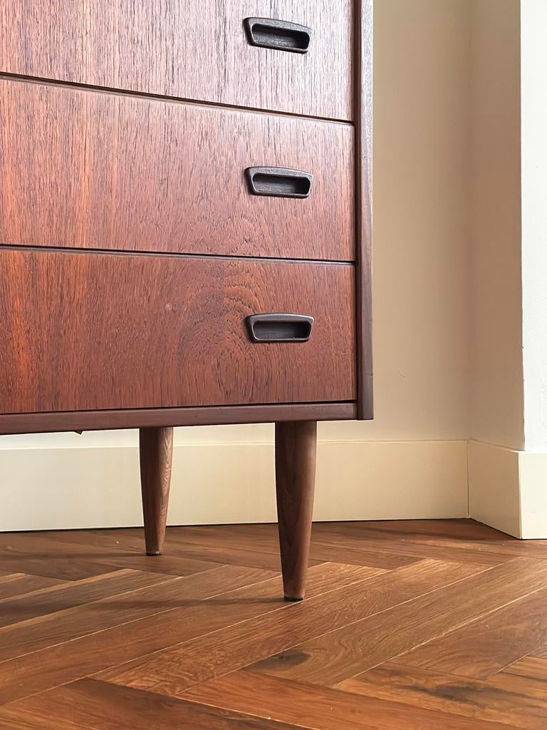 Vintage ladekast teak hout jaren 50/60 Deens Scandinavisch, Ophalen, Gebruikt, 5 laden of meer, Teakhout