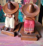 Vintage/Folk Art/Mexico/Houtsnijwerk/Beeld/Boekensteun, Antiek en Kunst, Ophalen of Verzenden