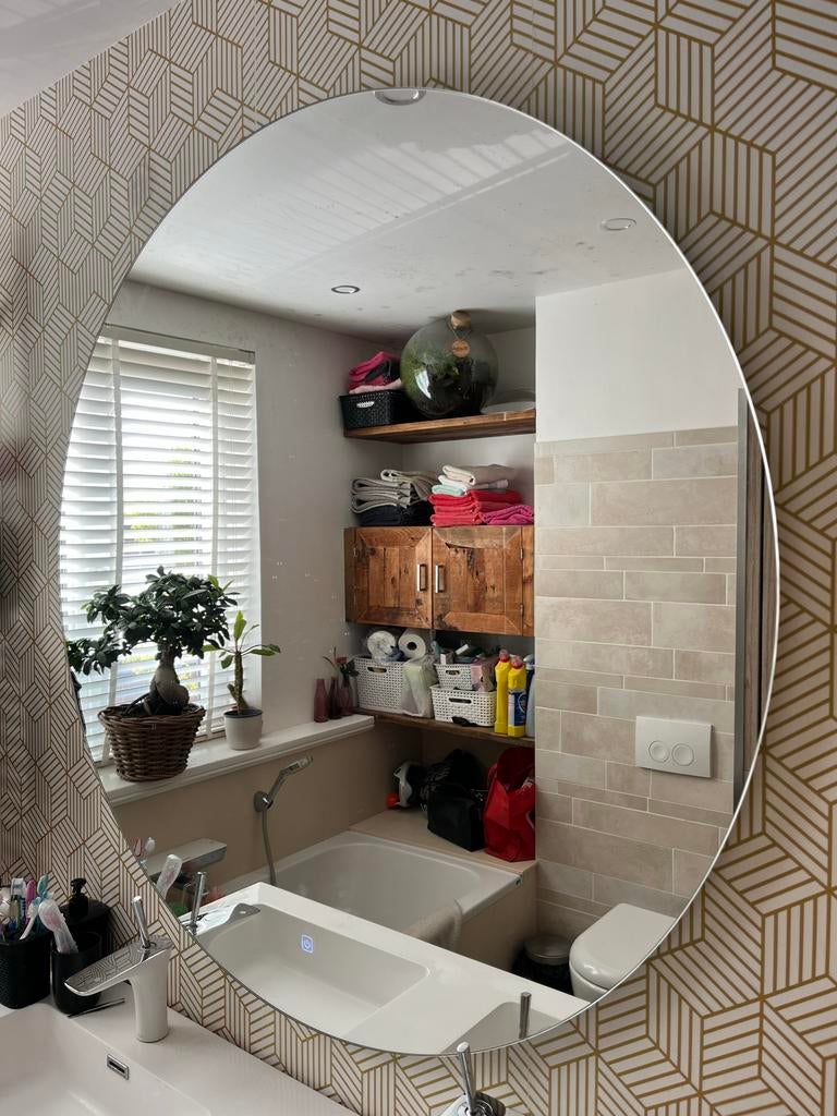 Spiegel 120 cm Sani clean, Huis en Inrichting, Woonaccessoires | Spiegels, Ophalen, Gebruikt, 100 tot 150 cm, Rond