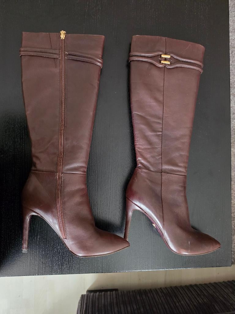 Bruine knielaarzen met hak maat 39 – nauwelijks gedragen, Bruin, Verzenden, Schoenen met hoge hakken, Gedragen