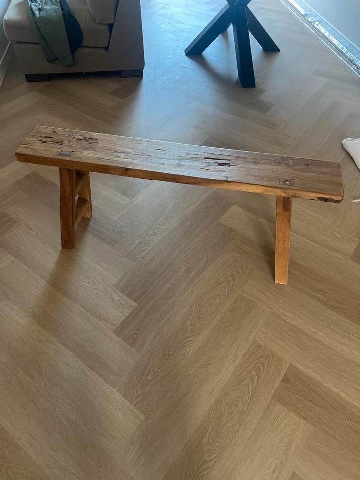Robuust houten bankje voor hal of decoratie, Huis en Inrichting, Banken | Voetenbanken en Poefen, Gebruikt, Rechthoekig, Hout