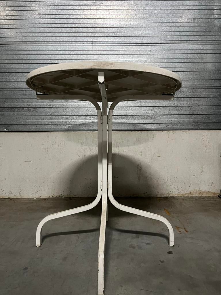 Witte ronde statafel (5 stuks op kar), Ophalen of Verzenden, Gebruikt