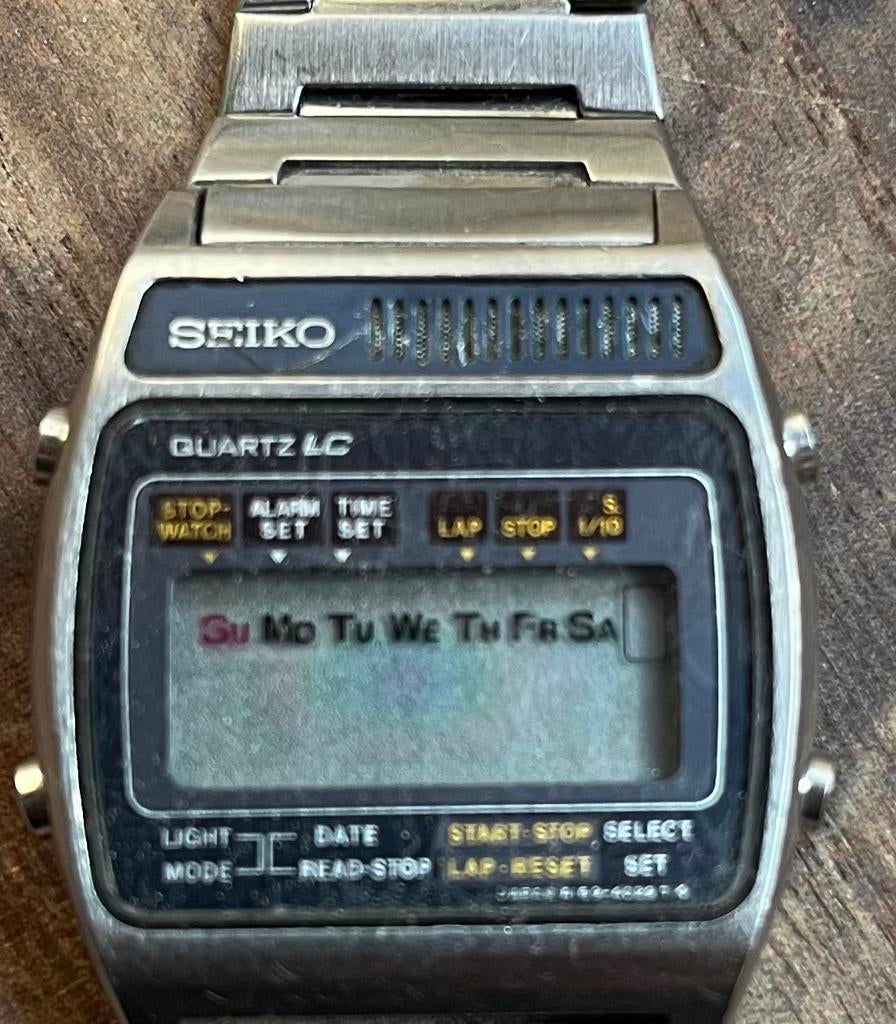 Seiko quartz vintage lcd horloge, Seiko, Staal, Met bandje, Polshorloge