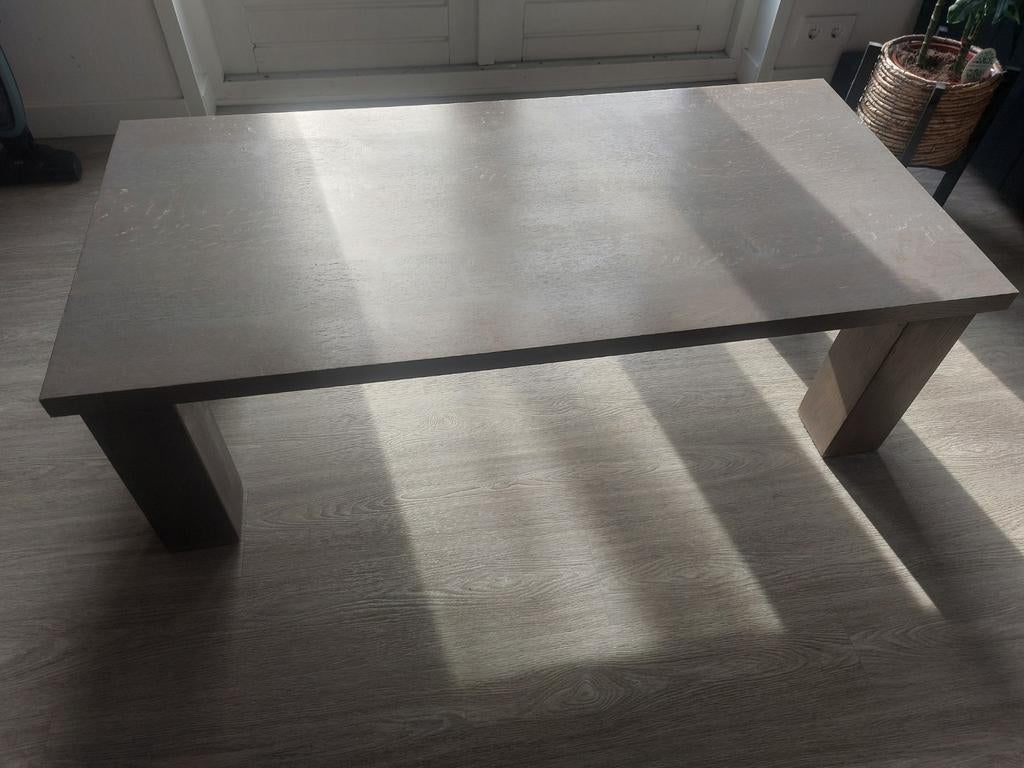 Eiken salontafel - Grey Wash, Ophalen, Gebruikt, 100 tot 150 cm, Eikenhout