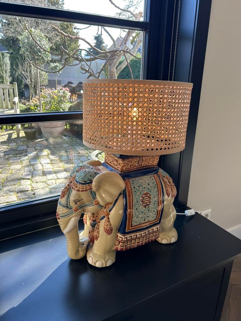 Olifantenlamp XXL - Keramiek incl. lampenkap, Ophalen, Zo goed als nieuw, Overige materialen, 50 tot 75 cm