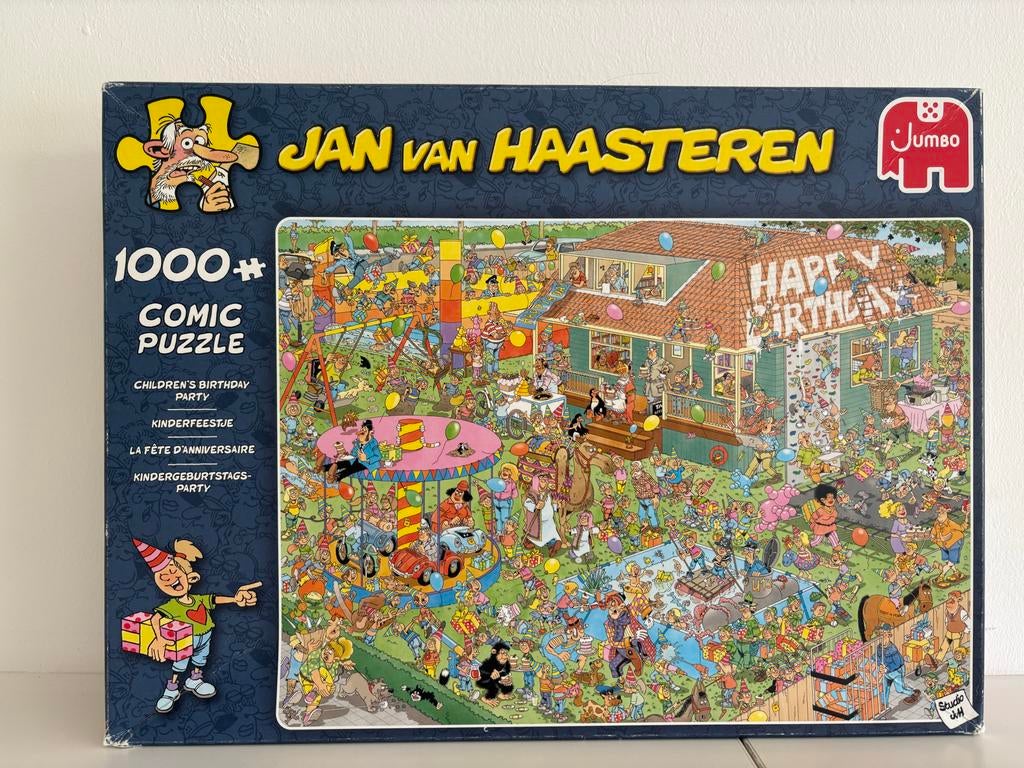 Jan van Haasteren puzzel 1000 stukjes kinderfeestje, Ophalen of Verzenden, 500 t/m 1500 stukjes, Zo goed als nieuw, Legpuzzel