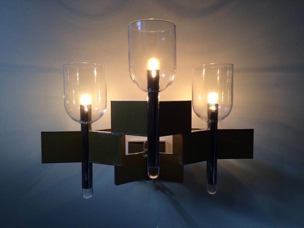 Vintage Sciolari Domino wandlamp, Ophalen, Gebruikt, Glas