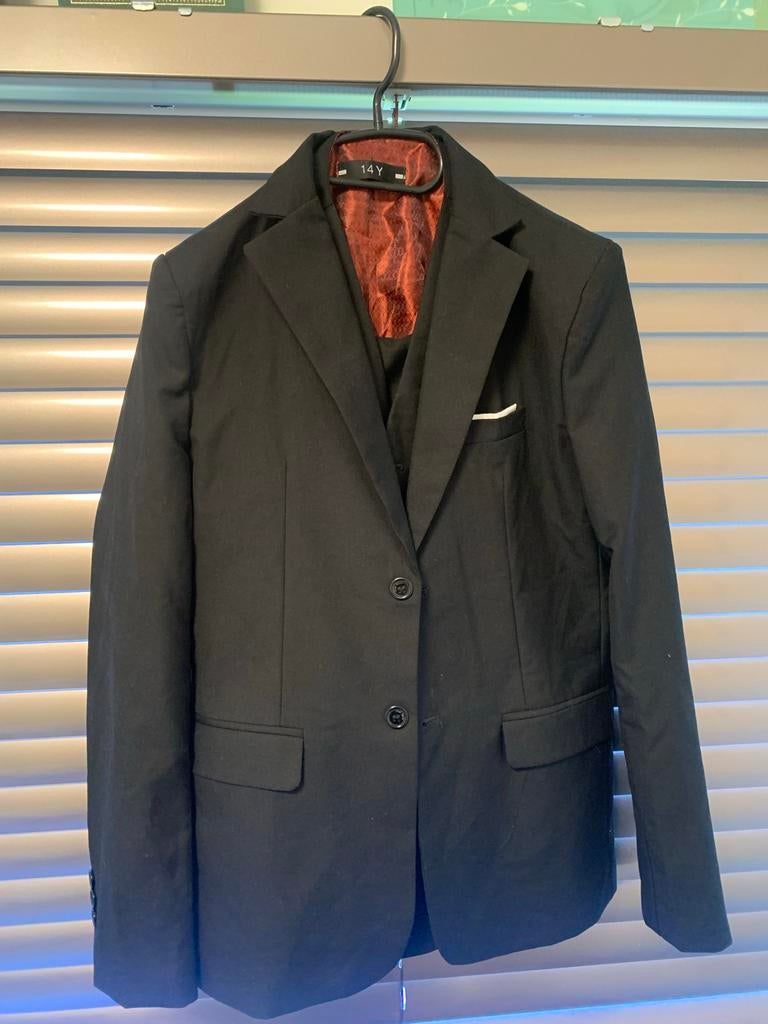 Nette zwarte kostuum set voor jongen (14 jaar), Ophalen, Gebruikt, Jongen