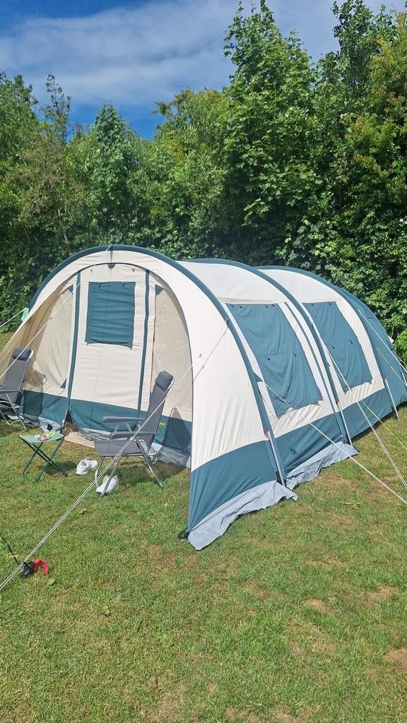 Grote familietent, beige met groen, Ophalen of Verzenden