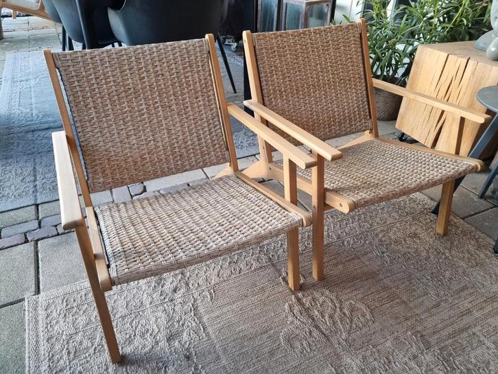 Set van 2 mooie nwe terras fauteuils (lounge) acaciahout, Tuin en Terras, Tuinstoelen, Nieuw, Ophalen