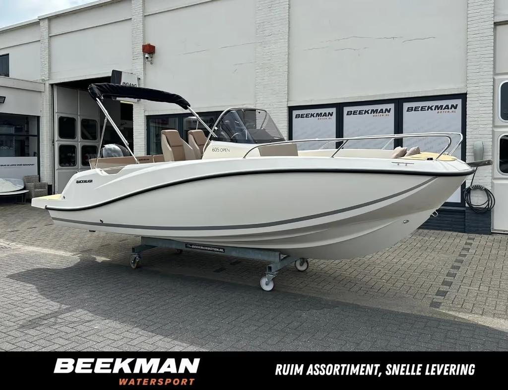 QUICKSILVER 605 Open met Mercury 150 PK! Nieuw, 70 pk of meer, 6 meter of meer, Nieuw, Polyester