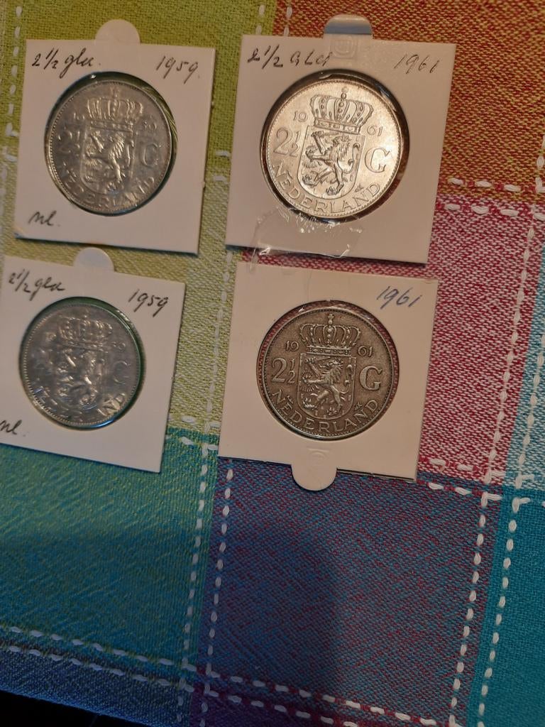 Zilveren Rijksdaalders 1959 & 1961 - Juliana, Postzegels en Munten, Munten | Nederland, Koningin Juliana, Setje, Zilver, Ophalen of Verzenden