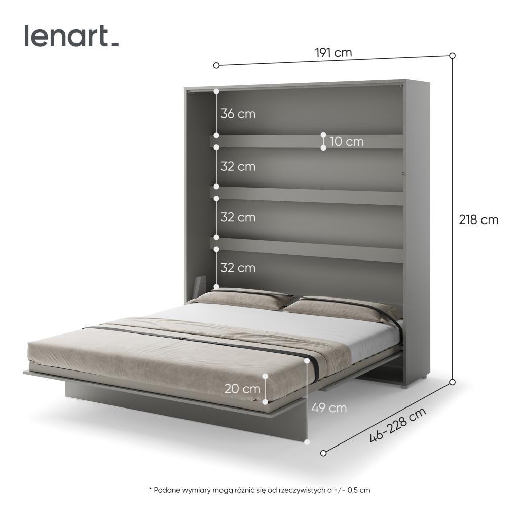 Concept opklapbed verticaal - 180x200 - Grijs, Niet ingevuld, Niet ingevuld, Niet ingevuld