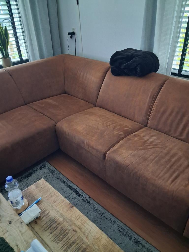 Comfortabele hoekbank - cognac, Ophalen, Zo goed als nieuw, Stof, Modern