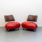 2x Leolux Pallone fauteuil in de kleurstelling rood/bruin, Niet ingevuld, Niet ingevuld, Leer, Ophalen of Verzenden