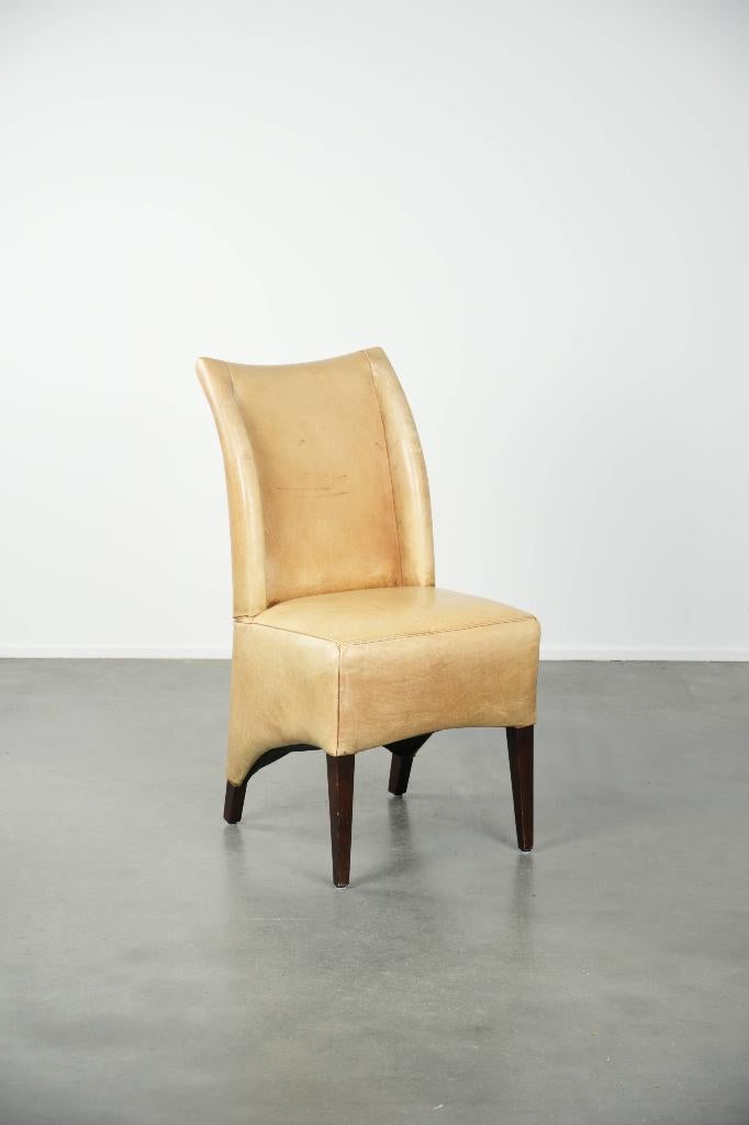 Rundleren stoel in een mooie lichte kleur met een hoge rug, Ophalen, Gebruikt, Bruin, .