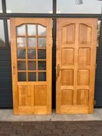 5 Massief eiken binnendeuren: 2x dicht, 3x met glas, Doe-het-zelf en Verbouw, Deuren en Horren, Ophalen, Gebruikt, 80 tot 100 cm