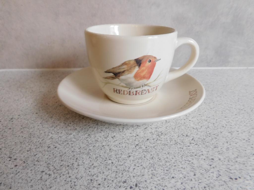 Kop en schotel My Friend Red Breast JET by ter Steege, Ophalen of Verzenden, Zo goed als nieuw, Overige stijlen, Kop(pen) en/of Schotel(s)