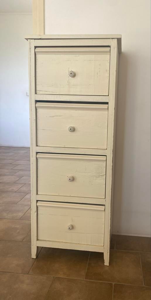 Ladekastje met 4 laden - Crème wit, Ophalen, Minder dan 50 cm, Gebruikt, 100 tot 150 cm