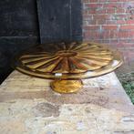 Geel glazen taartplateau, Ophalen of Verzenden