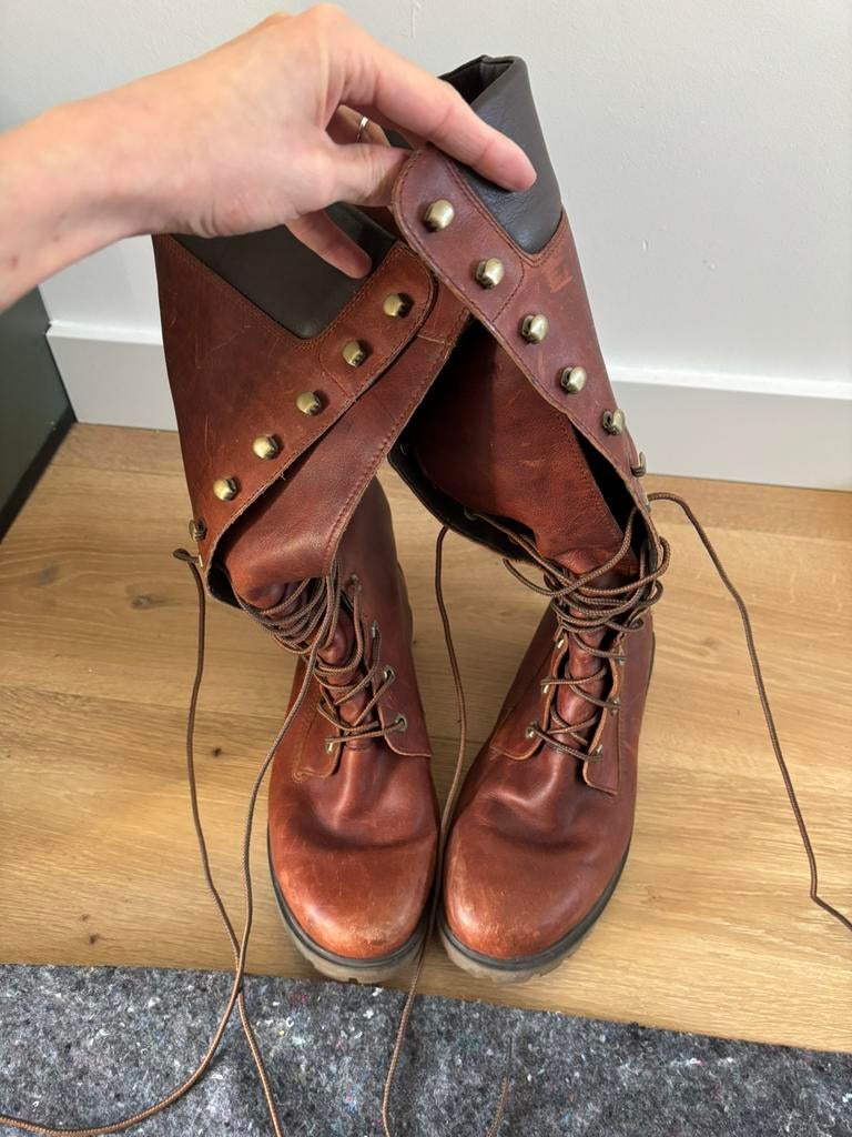 Timberland leren laarzen, Ophalen, Gedragen, Bruin, Hoge laarzen