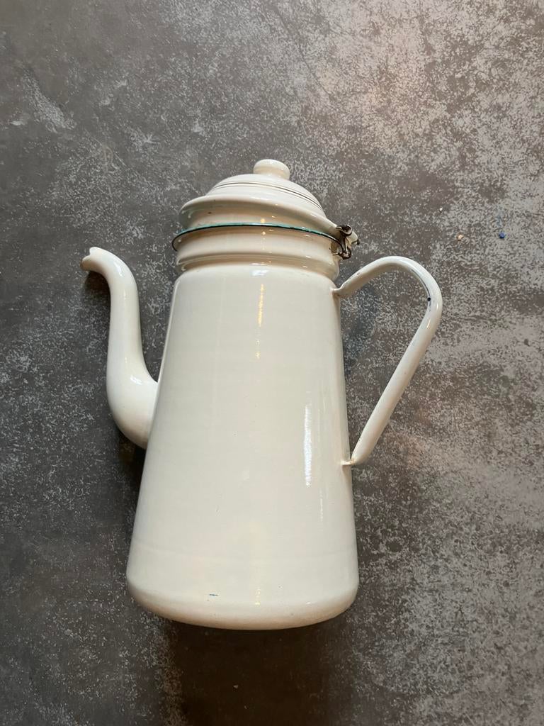 Vintage emaille theekan, kan voor gebruik, kan voor de sier, Ophalen of Verzenden