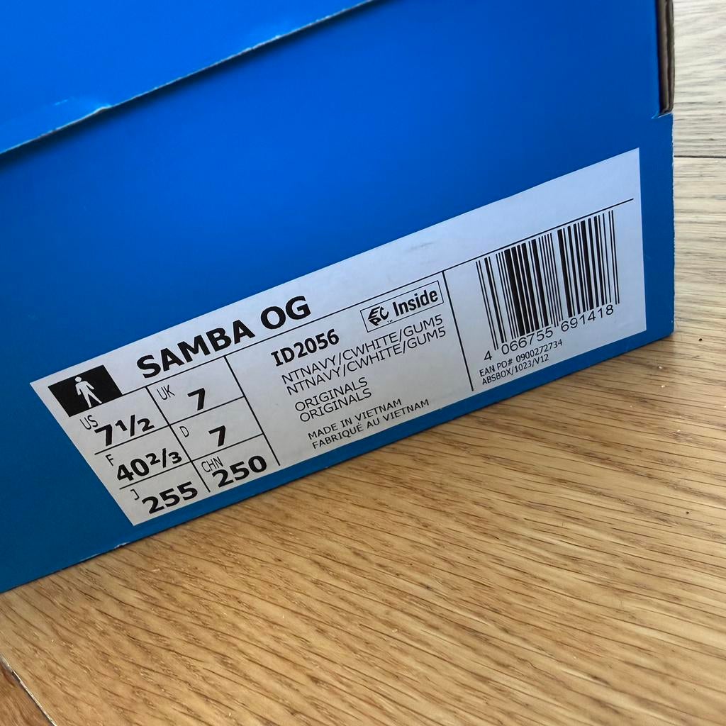 Adidas Originals SAMBA OG - laag - blauweissweiss - 40 2/3, Blauw, Ophalen of Verzenden, Sneakers of Gympen, Zo goed als nieuw