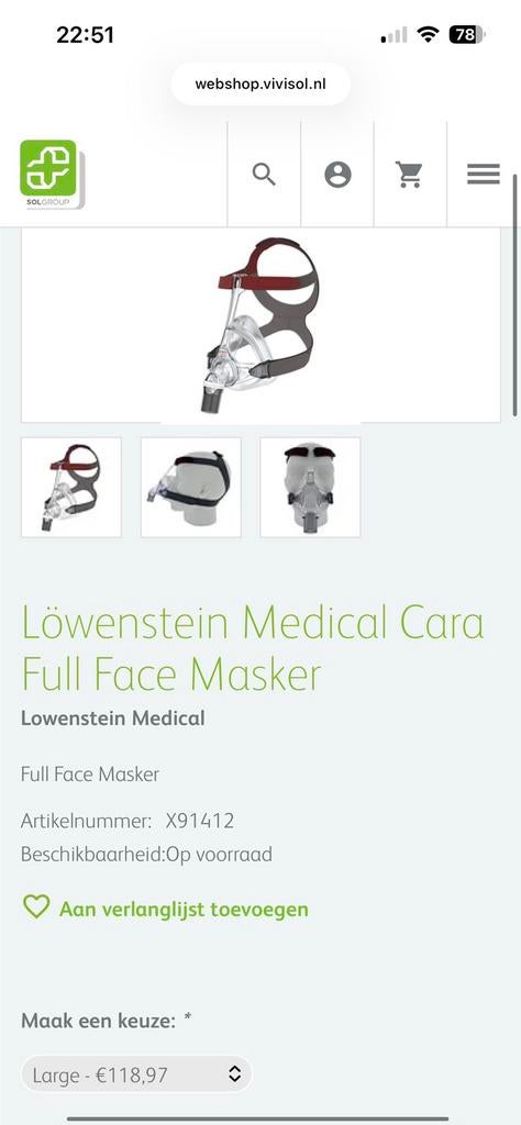 Löwenstein cpap full face masker slaapapneu, Diversen, Verpleegmiddelen, Ophalen of Verzenden, Nieuw